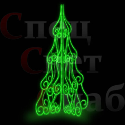 Световая Уличная Ёлка "Завитки" 4 м Четырехгранная Зеленая